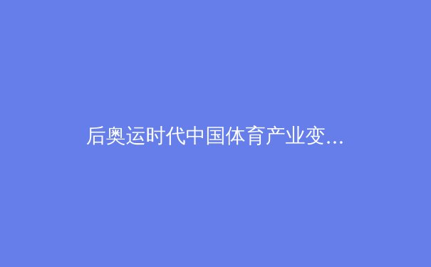 后奥运时代中国体育产业变革：从金牌战略到全民健康的范式转移 - 4